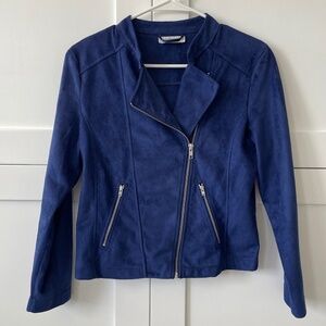 Kettlewell Rachel jacket Nautical Blue moto faux-suede EUC